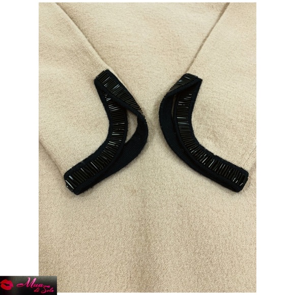 ❌SOLD❌TORY BURCH Beige Dawson Wool Beaded Sweater - Picture 3 of 8